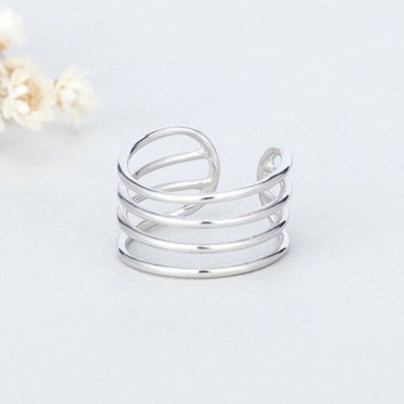 Minimalist 925 Sterling Silver Multi Layer Ring Minimalist Stackable Ring - Picture 2 of 6